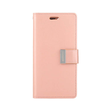 iPhone 14 High-Quality Flip Wallet Case Cover - Shock-Resistant with Front Cover, Multiple Card Slots, Magnetic Closure and Media Stand Convertible - Rose Gold